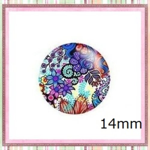 X2 cabochons fleuris 14mm