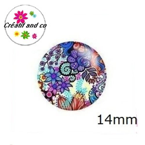 X2 cabochons fleuris 14mm