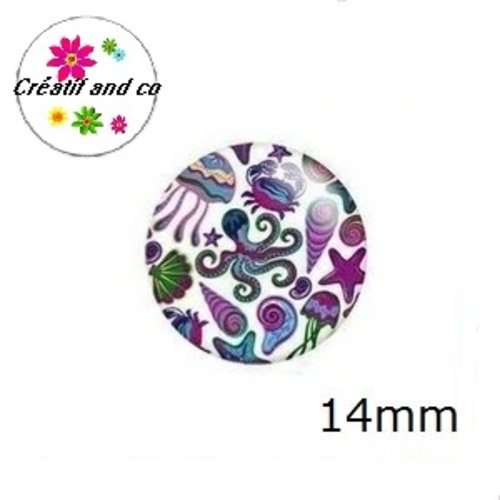 X2 cabochons coquillages 14mm