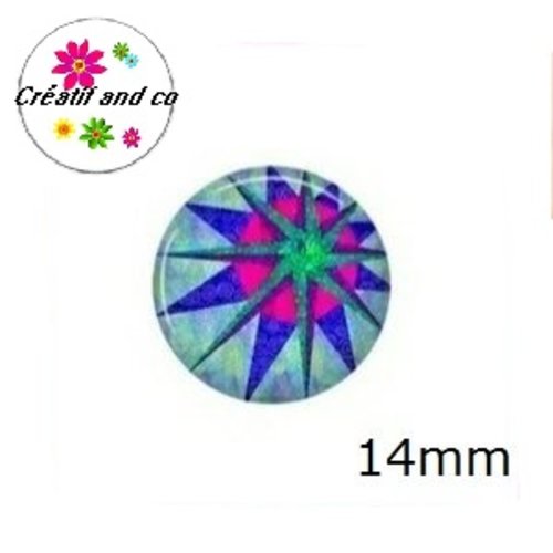 X2 cabochons à motif 14mm