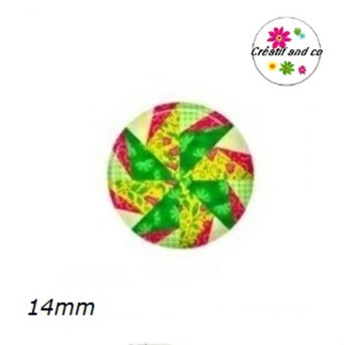 X2 cabochons à motif 14mm