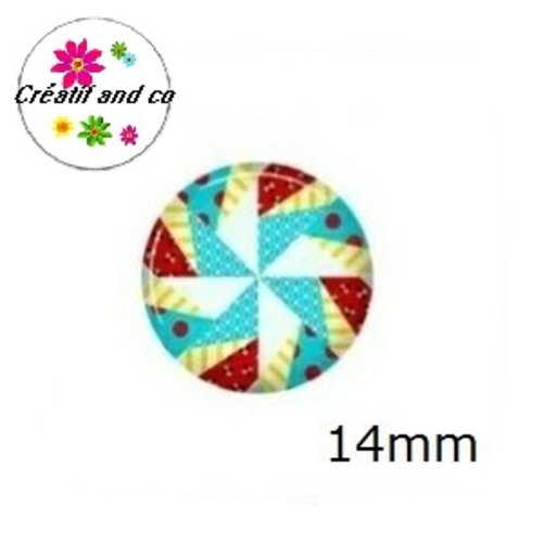 X2 cabochons à motif 14mm
