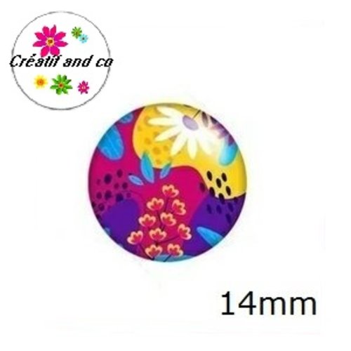X2 cabochons feuilles colorées 14mm