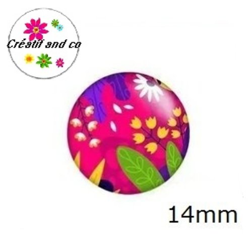 X2 cabochons feuilles colorées 14mm