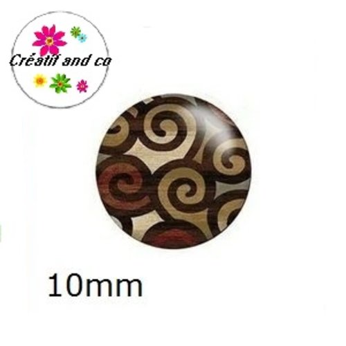 X2 cabochons à motif 10mm