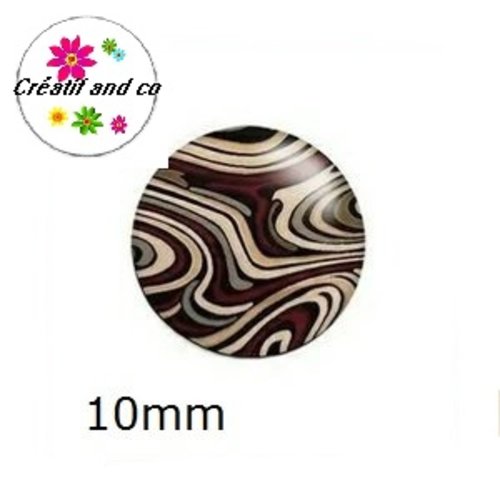 X2 cabochons à motif 10mm