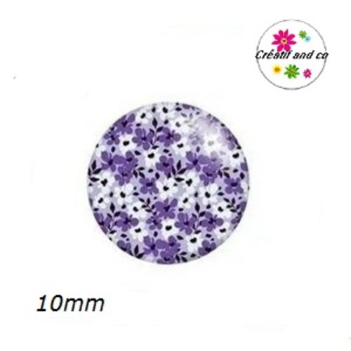 X2 cabochons fleuris 10mm