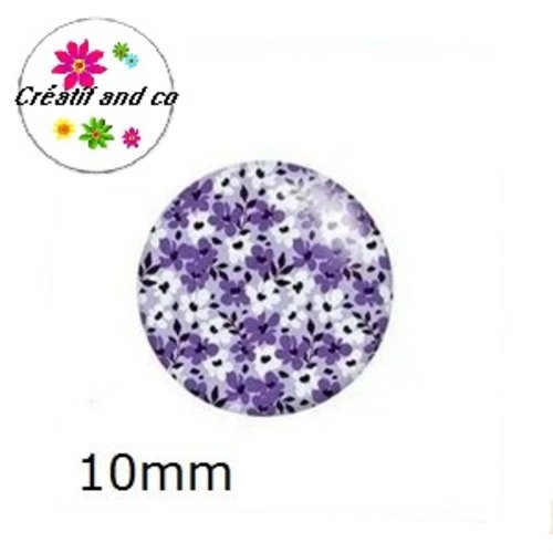 X2 cabochons fleuris 10mm