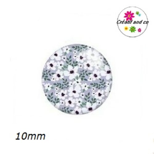 X2 cabochons fleuris 10mm