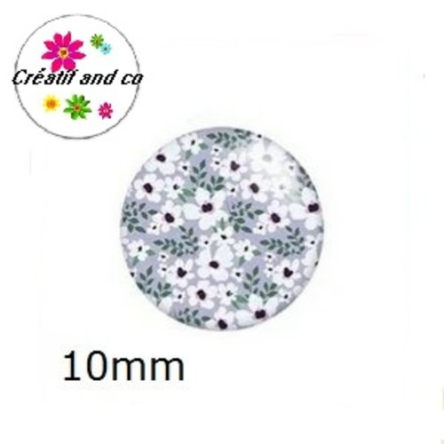 X2 cabochons fleuris 10mm