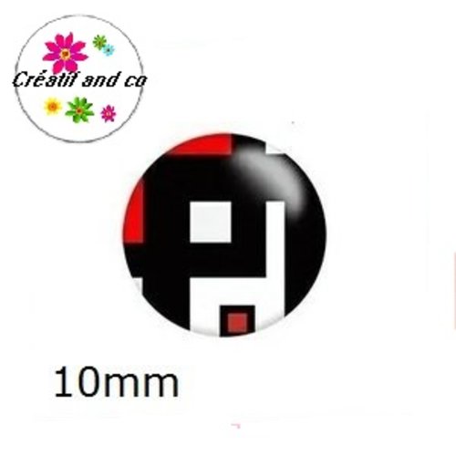 X2 cabochons à motif 10mm