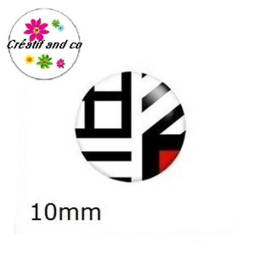 X2 cabochons à motif 10mm