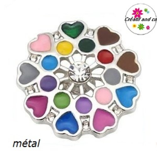 Bouton pression fleur métal colorée