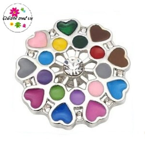 Bouton pression fleur métal colorée