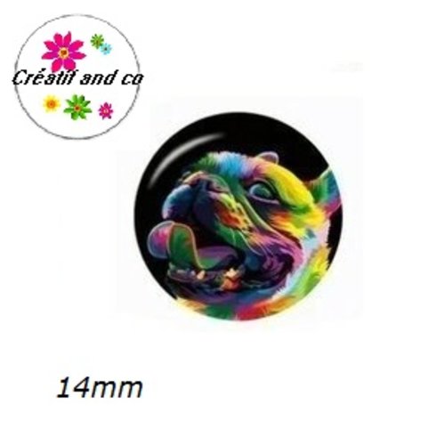 X2 cabochons chien coloré 14mm