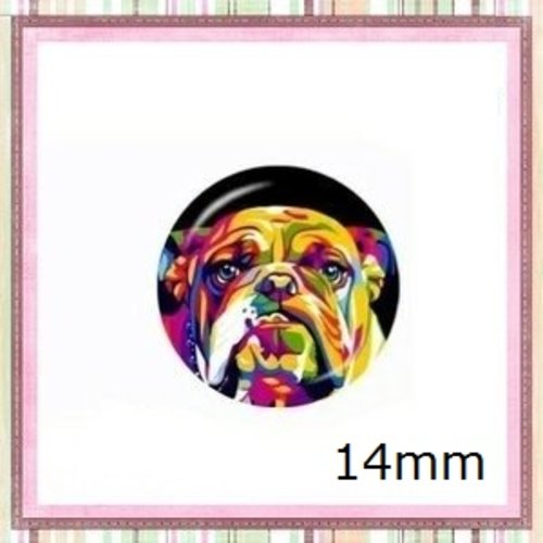 X2 cabochons chien coloré 14mm