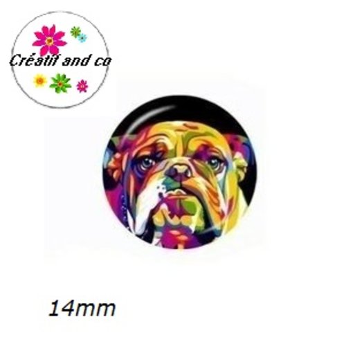 X2 cabochons chien coloré 14mm