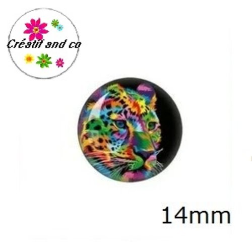 X2 cabochons léopard coloré 14mm