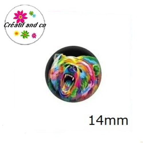 X2 cabochons ours coloré 14mm