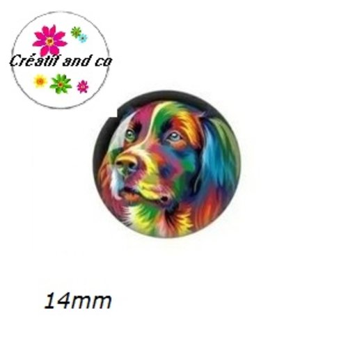 X2 cabochons chien coloré 14mm