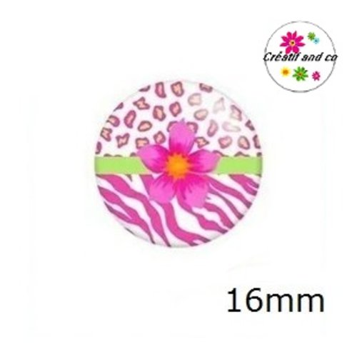 X2 cabochons fleuris 16mm