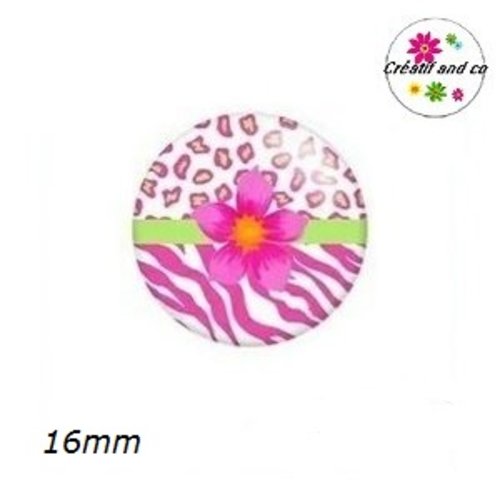 X2 cabochons fleuris 16mm