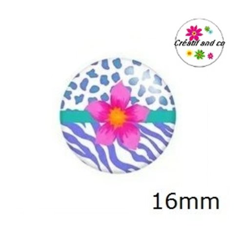 X2 cabochons fleuris 16mm