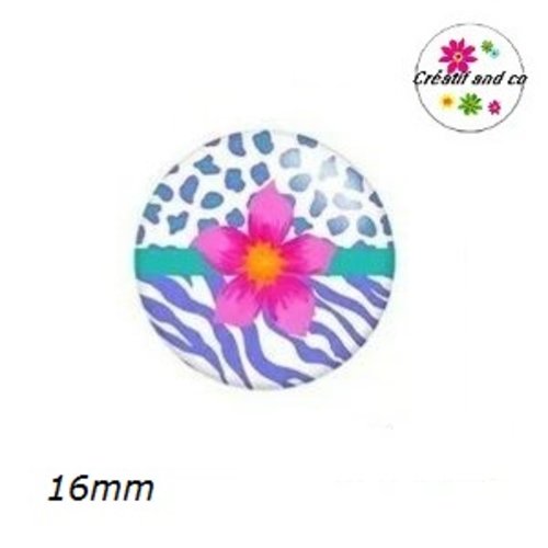 X2 cabochons fleuris 16mm