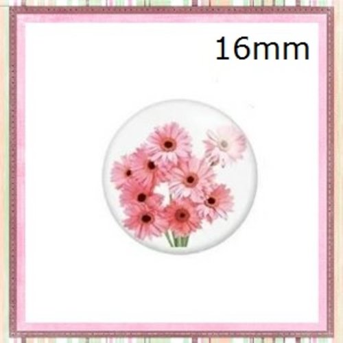 X2 cabochons bouquet de pâquerettes roses 16mm