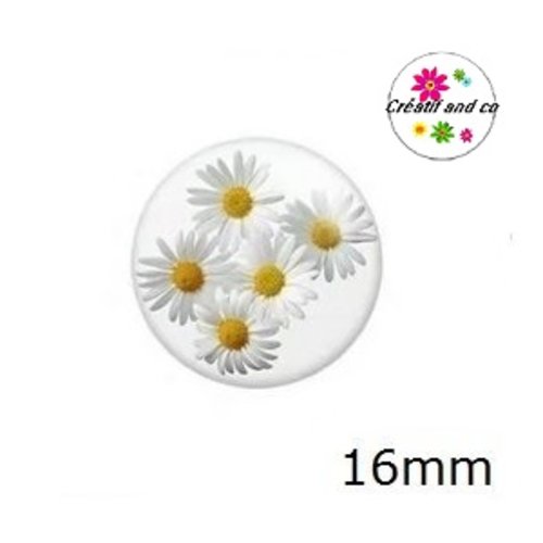 X2 cabochons pâquerettes blanches 16mm
