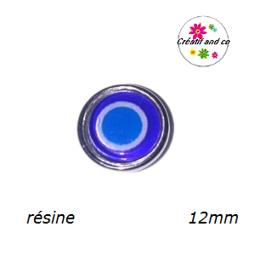 Bouton pression bleu roi/bleu/blanc résine