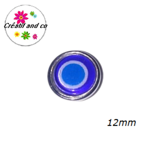 Bouton pression bleu roi/bleu/blanc résine