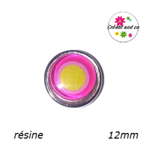 Bouton pression fuchsia/jaune résine