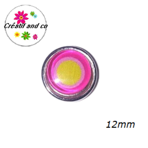 Bouton pression fuchsia/jaune résine