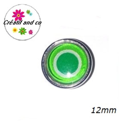 Bouton pression vert/blanc/vert foncé résine