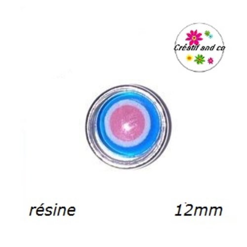 Bouton pression bleu/blanc/rose résine