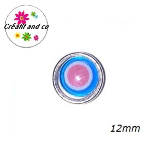 Bouton pression bleu/blanc/rose résine