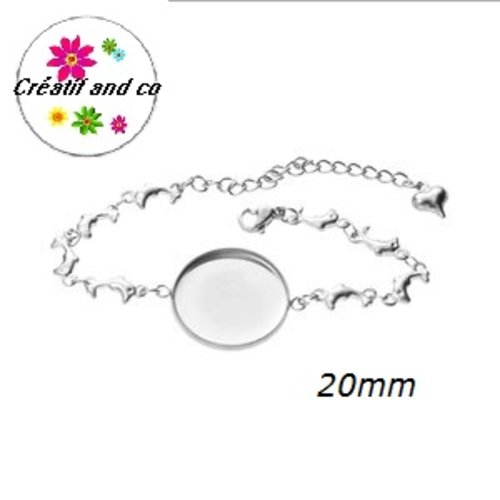 Bracelet dauphin acier inoxydable pour cabochon 20mm