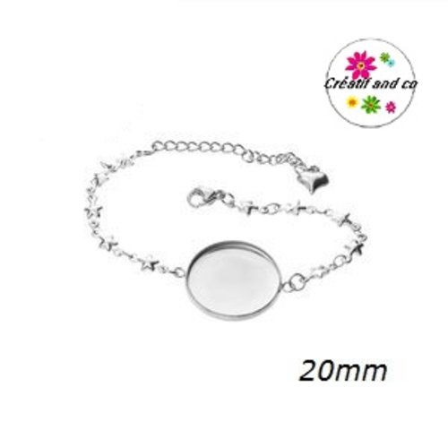 Bracelet étoile acier inoxydable pour cabochon 20mm