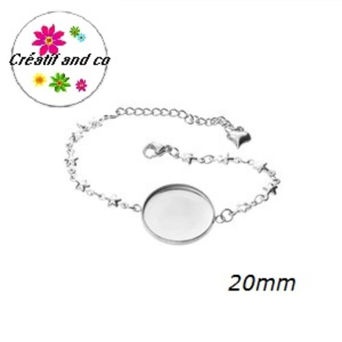 Bracelet étoile acier inoxydable pour cabochon 20mm