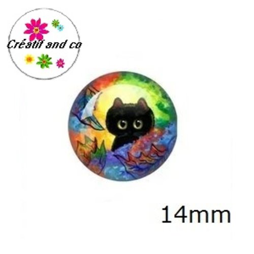 X2 cabochons chat 14mm
