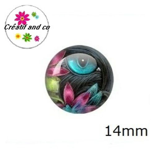 X2 cabochons chat 14mm
