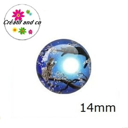 X2 cabochons chat 14mm