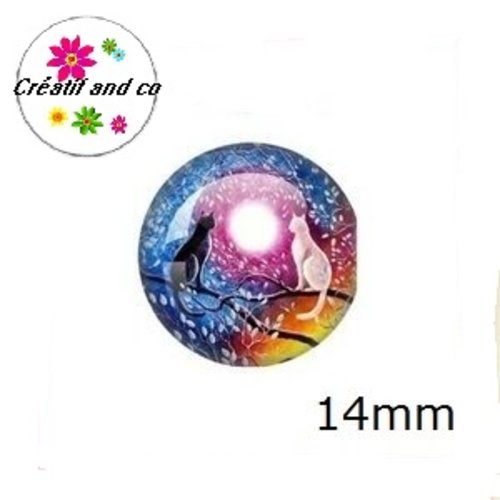 X2 cabochons chat 14mm