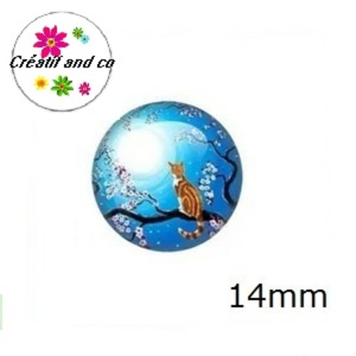 X2 cabochons chat 14mm