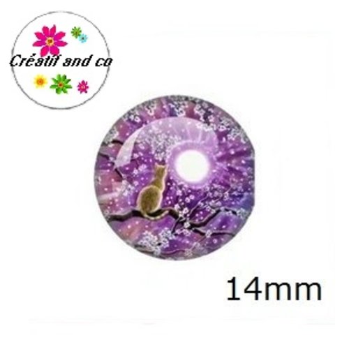 X2 cabochons chat 14mm