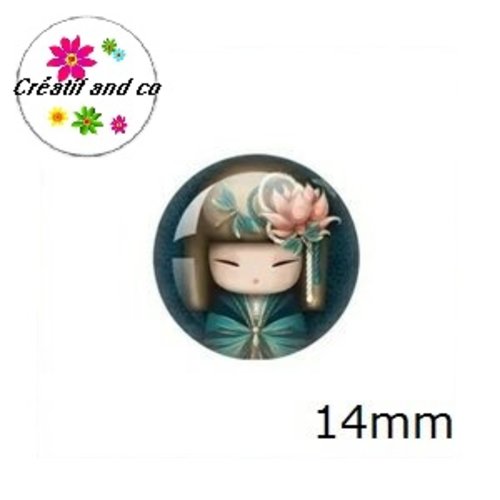 X2 cabochons kokeshi 14mm