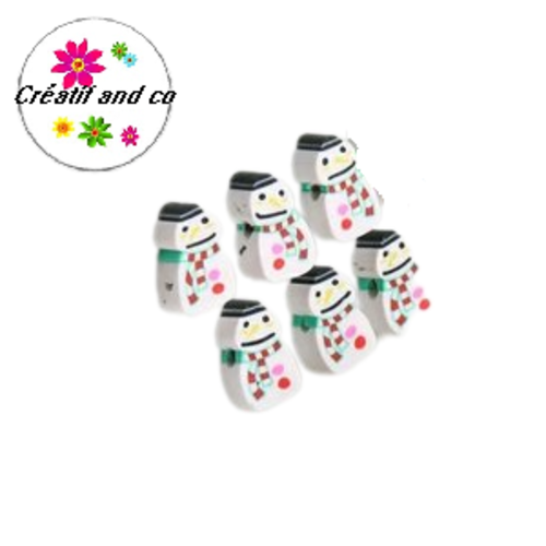 X10 perles bonhomme de neige 10mm