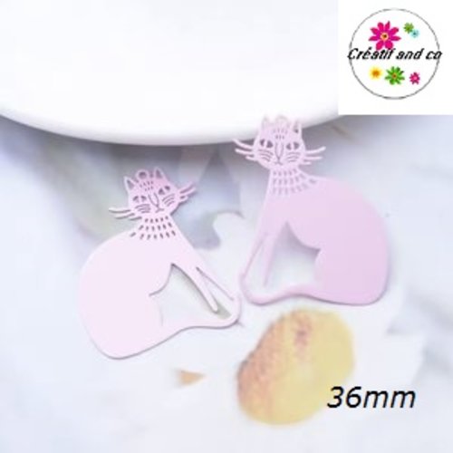 Breloque estampe chat rose 36mm