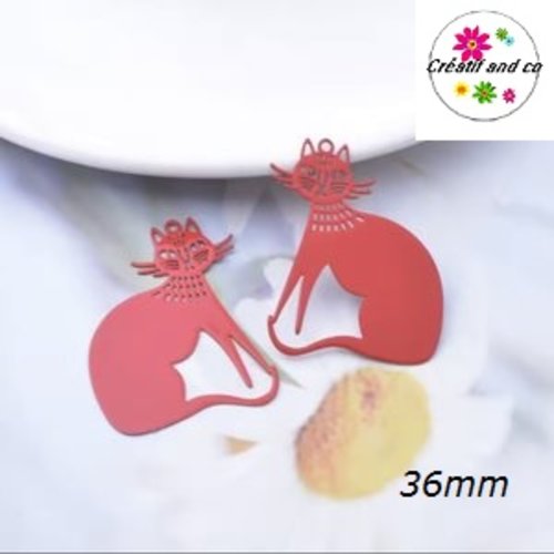 Breloque estampe chat rouge 36mm